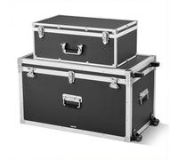 VEVOR Caisses de Transport Lot de 2, Coffre de Rangement à Roulettes avec 3 Poignées Métalliques, Valises pour Déménagement, Voyage, Stockage d'Outils, Cadenas à Combinaison et Cadre en Métal, Noires