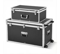 VEVOR Caisses de Transport Lot de 2, Coffre de Rangement à Roulettes avec 3 Poignées Métalliques, Valises pour Déménagement, Voyage, Stockage d'Outils, Cadenas à Combinaison et Cadre en Métal, Noires