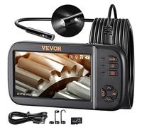 VEVOR Caméra Endoscope à Triple Objectif Inspection Endoscopique à Écran IPS 4,5" Objectif 1080p Câble Serpent Semi-Rigide 5 m 8 Lumières Batterie 2860 mAh Étanche IP67 pour Auto Vidange Canalisation