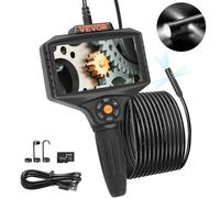 VEVOR Caméra Endoscope à Triple Objectif Inspection Endoscopique Écran IPS 12,7 cm Écran Divisé Lumières LED Zoom 8x Câble Semi-Rigide 5 m Carte 32 Go Étanche IP67 pour Auto Vidange Canalisation Plomb