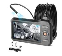VEVOR Caméra Endoscopique Double Objectif Endoscope Écran IPS HD 5 Pouces Caméra Inspection pour Canalisation et Automobile, avec Câble Rigide 5 m, 6 + 1 LED, Zoom 8X, Batterie 3000 mAh, Sonde IP67