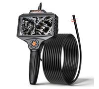 VEVOR Caméra Endoscopique Rotation 360° Endoscope Double Objectif Caméra Inspection pour Canalisation et Automobile, avec Éclairage, Sonde IP67 8 mm, Écran IPS HD 5 pouces, Câble Serpent Rigide 5 m