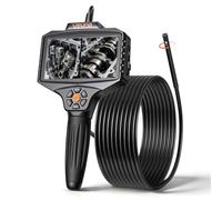 VEVOR Caméra Endoscopique Rotation 360° Endoscope Double Objectif Caméra Inspection pour Canalisation et Automobile, avec Éclairage, Sonde IP67 8 mm, Écran IPS HD 5 Pouces, Câble Serpent Rigide 5 m