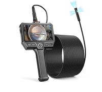 VEVOR Caméra Endoscopique Triple Objectif Endoscope Câble Ultra-Rigide 10 m Caméra Inspection pour Canalisation Automobile, avec Écran IPS HD 5 Pouces, 8+2 LED, Zoom 8X, Batterie 5000 mAh, Sonde IP67