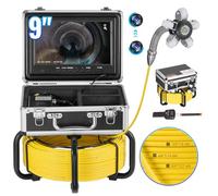 VEVOR Caméra Inspection Canalisation 50 m Endoscope Drain Autonivellement avec Localisateur 512 Hz, Écran 1080P 9'', Zoom 36X, Étanche IP68, Lumière 12 LED, Carte SD 32 Go, pour Conduit, Égout, Tuyaux