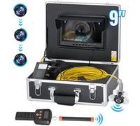 VEVOR Caméra Inspection Canalisation avec Localisateur 512 Hz Endoscope Drain 50 m Écran 9'' Auto-nivellement, Zoom 36X, Étanche IP68, 12 LED, Carte SD 32 Go, pour Conduit, Égout, Plomberie, Tuyaux