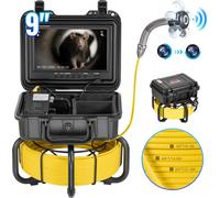 VEVOR Caméra pour canalisations, 50 m, caméra d'inspection de canalisations auto-nivelante avec écran 9 pouces 1080P HD, zoom 36x, caméra pour canalisations étanche IP68 avec lumières-12 LED