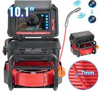 VEVOR Caméra pour canalisations, 50 m, caméra pour canalisations à nivellement automatique avec écran tactile 10,1 pouces, émetteur 512 Hz & compteur de distance, caméra d'inspection de canalisations