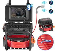 VEVOR Caméra pour canalisations, 50 m, caméra pour canalisations à nivellement automatique avec émetteur 512 Hz, compteur de distance, écran 9 pouces, caméra d'inspection de canalisations HD 1080P