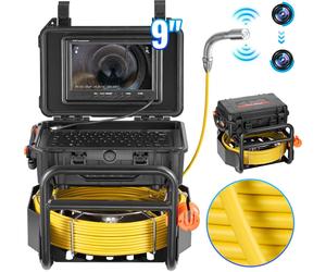 VEVOR Caméra pour canalisations 70 m, caméra d'inspection de canalisations à nivellement automatique avec émetteur 512 Hz, compteur de distance, écran 9 pouces, caméra HD pour canalisations 1080P