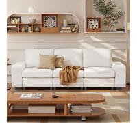 VEVOR Canapé 3 places, canapé modulaire nuage avec rangement en bas, sofa de salon moderne et confortable avec poches de rangement latérales et cadre en métal, pour chambre, appartement, bureau, blanc