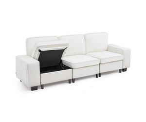 VEVOR Canapé 3 places, canapé modulaire nuage avec rangement en bas, sofa de salon moderne et confortable avec poches de rangement latérales et cadre en métal, pour chambre, appartement, bureau, blanc