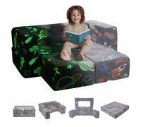 VEVOR Canapé enfant convertible ludique, 4 pcs, fauteuil pour enfants en tissu phosphorescent avec housse amovible, pour bébé à faire soi-même, meubles de salle de jeux pour tout-petits lisant, gris