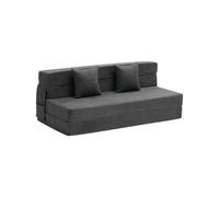 VEVOR Canapé-lit pliant 3 en 1, fauteuil-lit convertible pliable, 2 oreillers et housse lavable, canapé-lit futon en mousse à mémoire de forme, pour salon, chambre, gris foncé, 206 x 154,5 cm (Queen)