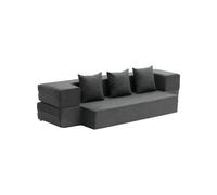 VEVOR Canapé-lit pliant 3 en 1, fauteuil-lit convertible pliable avec 3 oreillers et housse lavable, canapé-lit futon en mousse à mémoire de forme, pour salon, chambre, gris foncé, 103 x 193 cm (Twin)