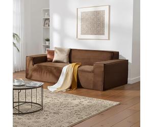 VEVOR Canapé Moderne 2110 mm, canapé Nuage Confortable en Velours côtelé avec assises Profondes, Grand Sofa de Salon Moelleux avec Larges accoudoirs, pour Chambre, Appartement et Bureau, Marron