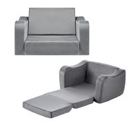 VEVOR Canapé pour Enfants 2-en-1 Convertible en Chaise Longue, Canapé-lit Pliable et Moelleux, avec Accoudoirs, en Éponge 28D et Poils Courts, Sofa Tout-petits pour Chambre d’Enfants, Gris, M
