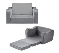 VEVOR Canapé pour Enfants 2-en-1 Convertible en Chaise Longue, Canapé-lit Pliable et Moelleux, avec Accoudoirs, en Éponge 28D et Poils Courts, Sofa Tout-petits pour Chambre d’Enfants, Gris, M