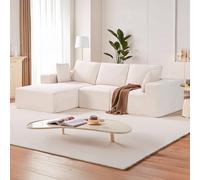 VEVOR Canapé sectionnel modulaire, avec méridienne, canapé modulaire en forme de L, avec éponge à rebond élevé et densité, en velours côtelé rembourré, avec coussin, pour salon, appartement, beige