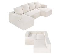 VEVOR Canapé sectionnel modulaire, avec méridienne, canapé modulaire en forme de U, avec éponge à rebond élevé et densité, en velours côtelé rembourré, avec coussin, pour salon, appartement, beige