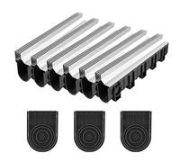 VEVOR Caniveau de Drainage Linéaire 1008x147x188 mm Lot de 3 Grille en INOX, Caniveau Extérieur avec Canal en PEHD, Système de Drainage pour Allée, Terrasse, Piscine, Jardin, Cour, Garage et Trottoir