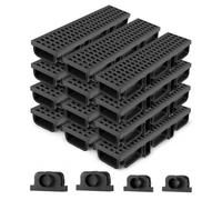 VEVOR Caniveau de Drainage Linéaire Extérieur 510x140x90 mm Lot de 12 PEHD, Caniveau avec Grilles et Embouts, Système de Drainage pour Terrasse, Piscine, Allée, Jardin, Cour, Garage et Trottoir, Noir