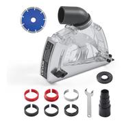 VEVOR Capot de Protection pour Meuleuse d'Angle 100-125 mm Capot Anti-poussière pour Meuleuse Angulaire, 6 Rondelles Serrage, Meule 125 mm, Adaptateur de Tuyau Aspirateur, Profondeur de Coupe Réglable