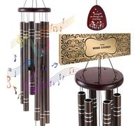 VEVOR Carillon à vent extérieur, 1067 mm, carillon éolien au ton profond avec 6 tubes, grande cloche à vent commémoratif unique pour anniversaire, pour terrasse, jardin et arrière-cour, marron foncé
