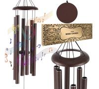 VEVOR Carillon à vent extérieur, 1143 mm, carillon éolien au ton profond avec 6 tubes, grande cloche à vent commémoratif unique pour anniversaire, pour terrasse, porche, jardin et arrière-cour, bronze