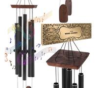 VEVOR Carillon à vent extérieur, 1220 mm, carillon éolien au ton profond avec 5 tubes, grande cloche à vent commémoratif unique pour anniversaire, pour terrasse, porche, jardin et arrière-cour, noir
