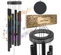 VEVOR Carillon à vent extérieur, 1473 mm, carillon éolien au ton profond avec 6 tubes, grande cloche à vent commémoratif unique pour anniversaire, pour terrasse, porche, jardin et arrière-cour, noir