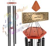 VEVOR Carillon à vent extérieur, 1524 mm, carillon éolien au ton profond avec 6 tubes, grande cloche à vent commémoratif unique pour anniversaire, pour terrasse, porche, jardin et arrière-cour, noir