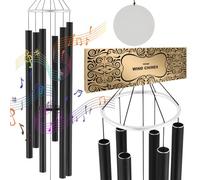 VEVOR Carillon à vent extérieur, 1677 mm, carillon éolien au ton profond avec 6 tubes, grande cloche à vent commémoratif unique pour anniversaire, pour terrasse, porche, jardin et arrière-cour, noir
