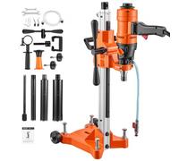 VEVOR Carotteuse Diamant 1500 W Diamètre de Perçage Maximal 202 mm 4 Forets, Perceuse à Carottage 2-en-1 Portable/Sur Pied pour Béton à Sec et à Eau Base Mobile à Roulettes 2 Vitesses 1000/2300 tr/min