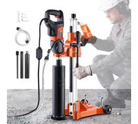VEVOR Carotteuse Diamant 1800 W avec 4 Forets, Capacité de Perçage 132 mm, Perceuse à Carottage à Sec et à Eau, 2 en 1 Portative ou sur Support à Roulettes, Filetage UNC 1-1/4"-7, Béton Brique Pierre