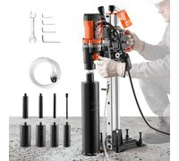 VEVOR Carotteuse Diamant avec Support et 8 Forets, Moteur Sans Balais 2500 W, Perçage 25-202 mm, Perceuse à Carottage à Sec et à Eau, 810/1340 tr/min, pour Béton Brique Pierre, Filetage UNC 1-1/4"-7