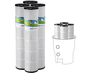 VEVOR Cartouche de Filtre de Piscine Lot de 4 x 12 m² Cartouche Filtrante de Rechange de Spa Compatible avec Modèle Pentair CCP520, R173578, PCC130, Plissée Trilobée, pour Filtration de Piscines, Spas