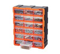 VEVOR Casier de Rangement à 18 Tiroirs, Organisateur Multi-Tiroirs en Plastique, Modèle Mural et Empilable pour Garage, Atelier, Établi, Perles, Quincaillerie, Vis, Petites Pièces et Loisirs Créatifs