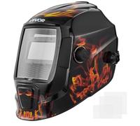 VEVOR Casque de Soudage Solaire à Obscurcissement Automatique Couleur Réelle 93 x 43 mm, avec 2 Capteurs d'Arc, Teinte DIN 4/9-13, pour Soudage TIG MIG ARC, Meulage, Série CRIUS, Motif Flamme Jaune