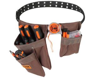 VEVOR Ceinture à outils, 13 poches, ceinture porte-outil tour taille 73,6-137,2 cm, sac à outils polyester amovible pour électricien, charpentier, bricoleur, menuisier, construction, encadreur, marron