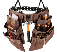 VEVOR Ceinture à outils 19 poches, ceinture porte-outil tour taille 81,2-137,2 cm, sac à outils polyester amovible pour électricien, charpentier, bricoleur, menuisier, construction, encadreur, marron