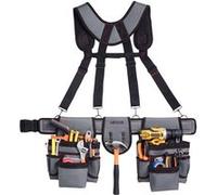 VEVOR Ceinture Porte Outil Bretelles 22 Poches Ceinture à Outils Tour de Taille Ajustable 81-173 cm Sacoche Charpentier Sac à Outils Amovible pour Électricien Construction Homme Chantier Bricolage