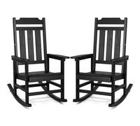VEVOR Chaise à bascule, lot de 2, chaise berçante d'extérieur HIPS, charge 181,44 kg, fauteuil de relaxation à dossier haut avec accoudoirs lisses, pour jardin, balcon, porche, terrasse, patio, noir