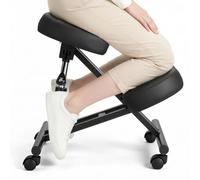 VEVOR Chaise à Genoux Ergonomique avec Roulettes, Siège Assis Genoux Hauteur Réglable, pour Soulagement des Douleurs Cervicales et Dorsales Maison Bureau, avec Coussins en Mousse Épaisse, Noir