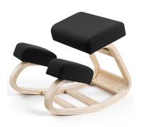 VEVOR Chaise à Genoux Ergonomique, Siège Assis Genoux avec Coussins en Mousse Épaisse, pour Maison, Bureau, Méditation et Yoga, Cadre en Bois Massif, Soulage Les Tensions du Cou et du Dos, Noire