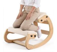 VEVOR Chaise à Genoux Ergonomique, Siège Assis Genoux Coussins en Mousse Épaisse, Réglables à 3 Niveaux, Cadre en Bois Massif, pour Maison Bureau Méditation, Soulage Tensions du Cou et du Dos, Beige