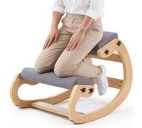 VEVOR Chaise à Genoux Ergonomique, Siège Assis Genoux Coussins en Mousse Épaisse, Réglables à 3 Niveaux, pour Maison Bureau Méditation, Cadre en Bois Massif, Soulage Tensions du Cou et du Dos, Grise