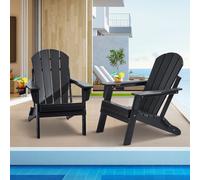 VEVOR Chaise Adirondack en plastique, set de 2, résistante aux intempéries, portable, pliable, chaise de foyer, chaise de terrasse Adirondack pour l'extérieur avec porte-boisson,