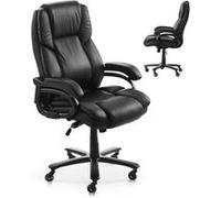 VEVOR Chaise de Bureau Avec Support Lombaire à Commande par Bouton Capacité 226,8kg Noir