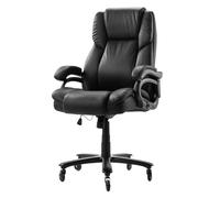 VEVOR Chaise de Bureau avec Support Lombaire à Commande par Bouton, Fauteuil de Direction Ergonomique, Siège de Bureau en Cuir PU, Charge Max. 226,8 kg, Hauteur Réglable, Bascule, Bureau Maison